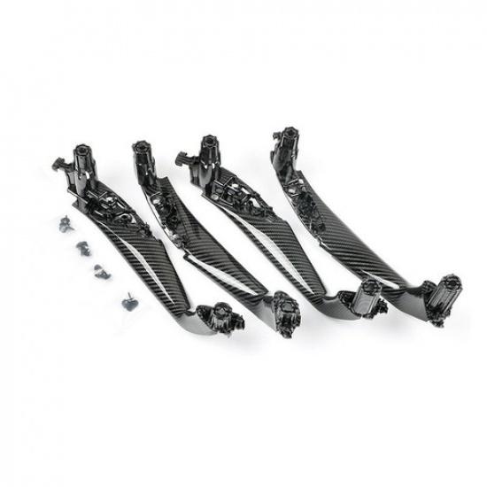 4pcs Carbon Fiber Car Inner Door Pull Handle Trim Part For BMW 5 G30 18 19 20 21