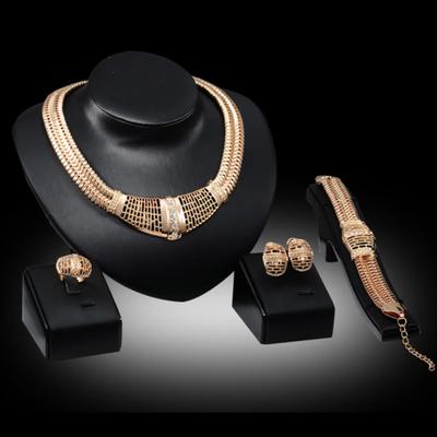 Damen-Set für Hochzeit, Party, Geschenk, Netz, dick, Halskette, Armband, Ring, Ohrringe