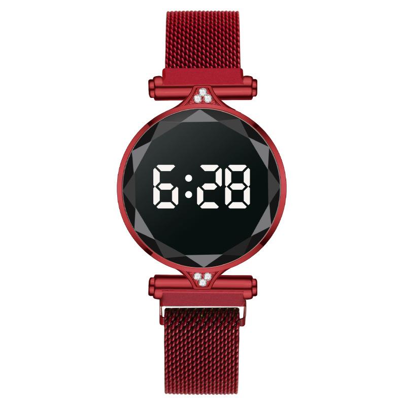 

Модные женские часы с бриллиантами женские часы светодиодная белая подсветка железный магнит электронные часы магнитная модель