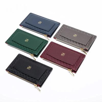 Knopffaltbare Monogramm-gedruckte Metallreißverschluss-Ledertasche Karten-Damenbrieftasche Mode Retro Temperament Damentasche