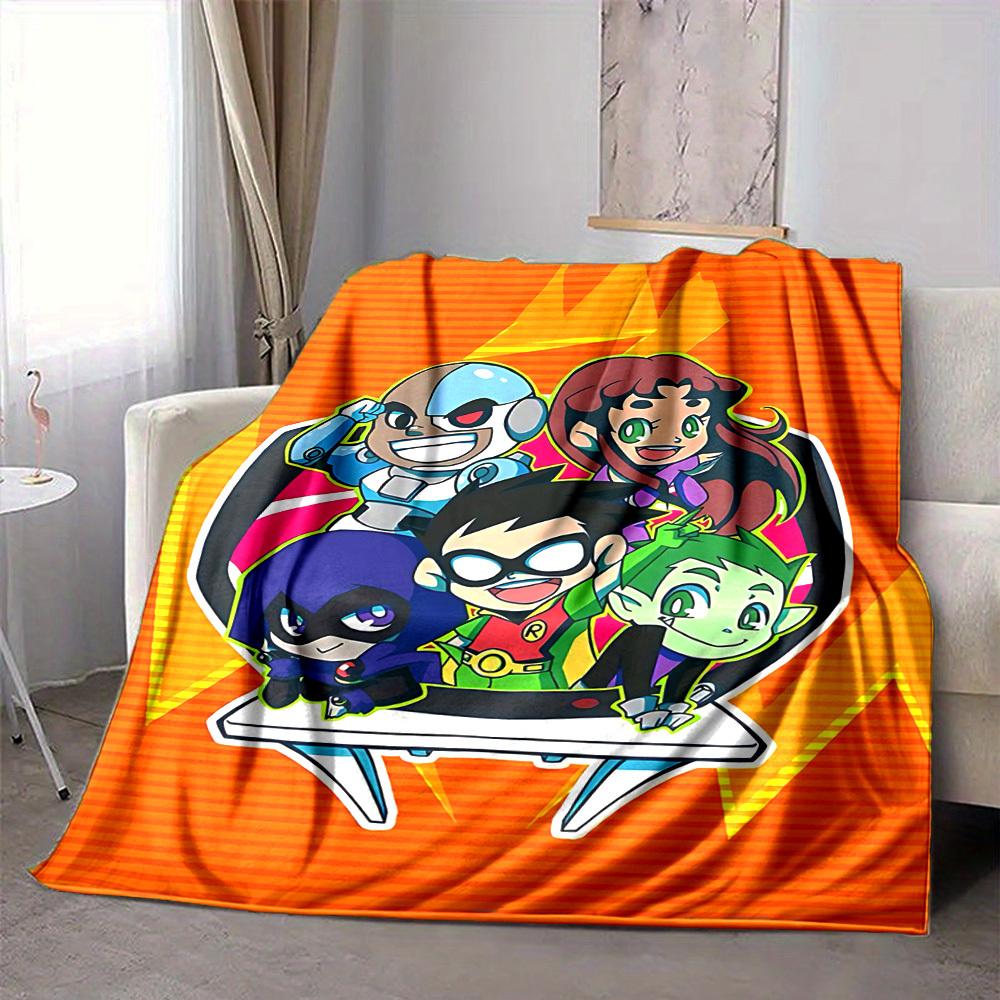1pc Teen Titans Go! Flannel Throw Blanket - HD Printed Lightweight Soft Warm All-Season Blanket for Sofa, Bed, Travel, Camping 111
