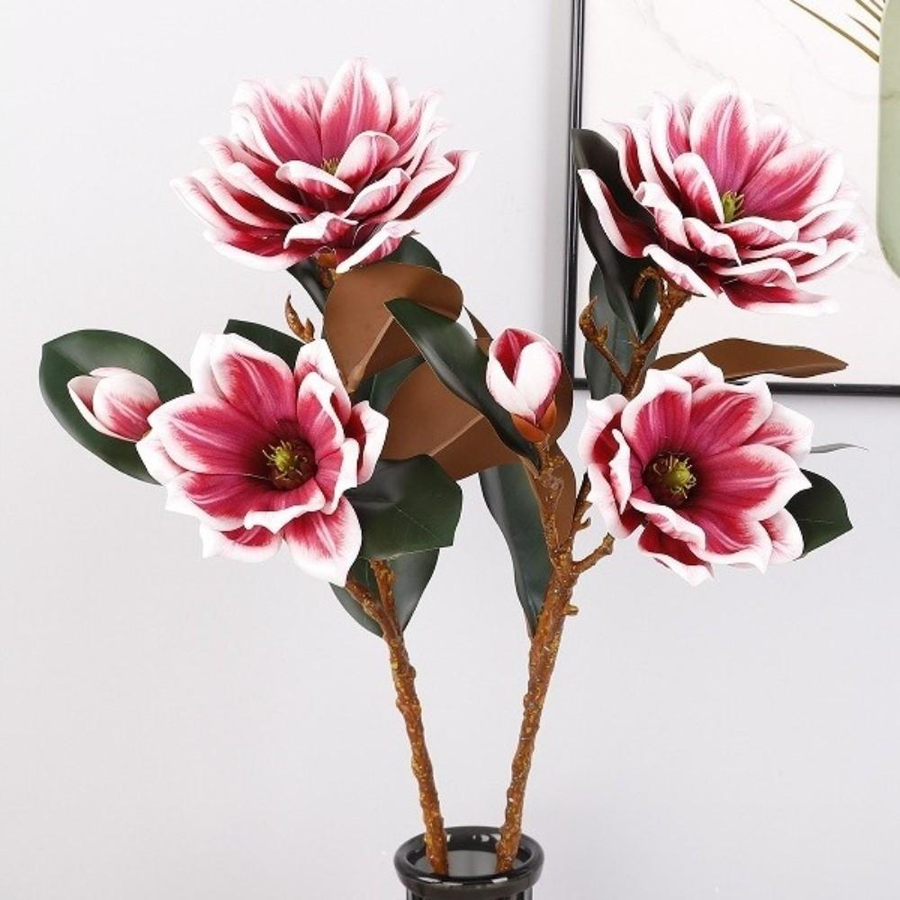 Large Artificial Magnolia Flower Handmade Realistic Faux Magnolia Branch Real Touch EVA Simulation Big Magnolia Garden Decor