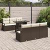 VidaXL Ensemble de Sofa de Jardin 7 Pièces avec Coussins en Poly Rattan Marron 3348744