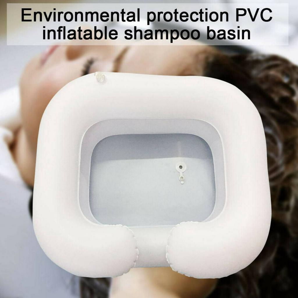 65*48*20cm Weißes aufblasbares Haarwaschbecken Tragbare Shampooschale mit Ablassschlauch Bettruhehilfe für Behinderte Verwendung Salonbehandlung Friseurwerkzeug