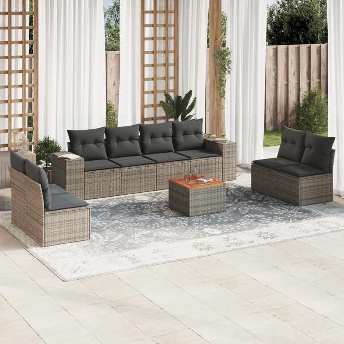 VidaXL Garden Lounge Set with Cushions 9 Pcs, Sofas and Patio Table, Outdoor Furniture Set Patio, Modern, 3257740