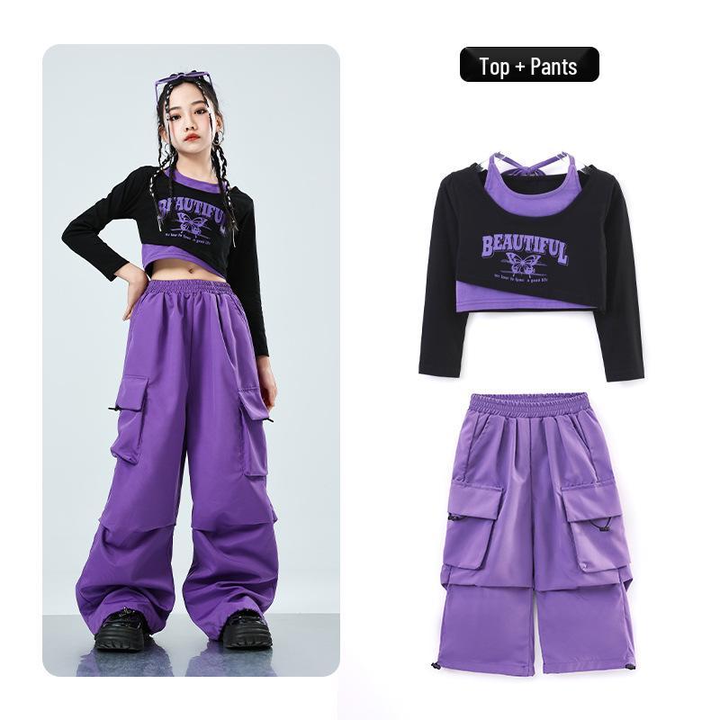 Girls' Trendy Street Dance Hip Hop Performance Outfit