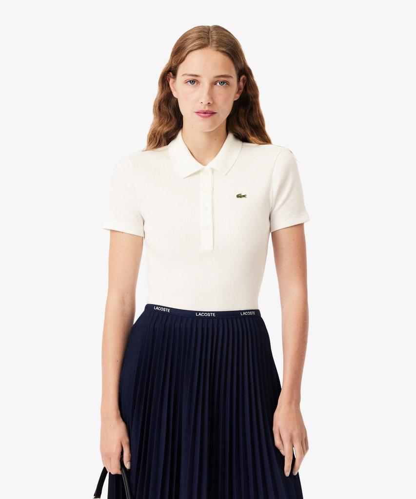 LACOSTE Women'S Slim Fit Rib Knit Polo Shirt Df5377-56G 70V