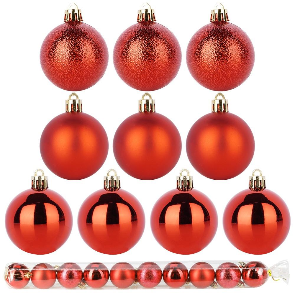 Shatterproof Christmas baubles red 5 cm 10 pcs.
