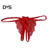 Women Panties Lace Open Crotch See through Bow knot Decor Solid Color Thongs G string Lady Low Waist Thin Intimate Women Underwear