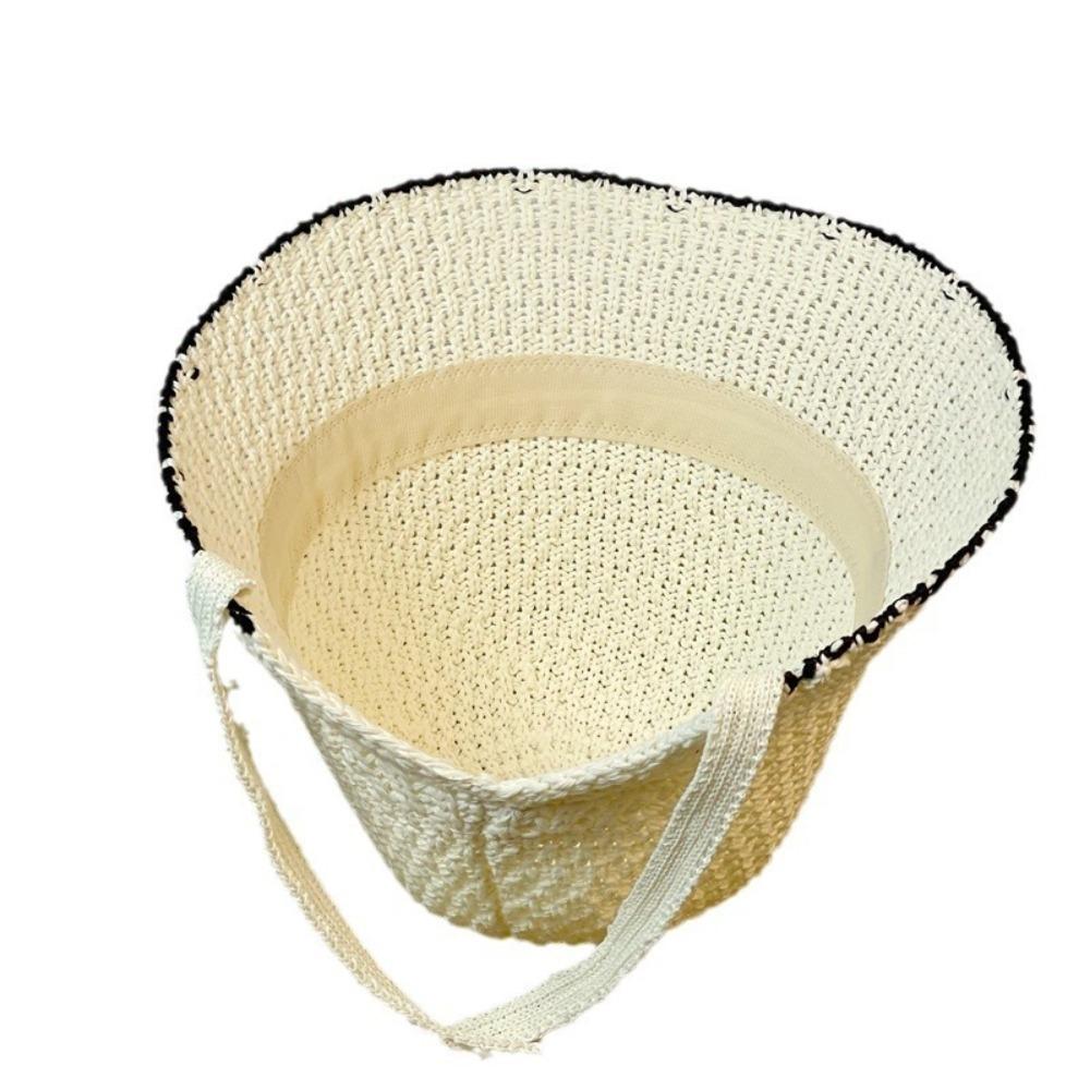 Woven Bucket Hat Acrylic Fiber Fisherman Hat Fashion Beach Sun Hat  for Women
