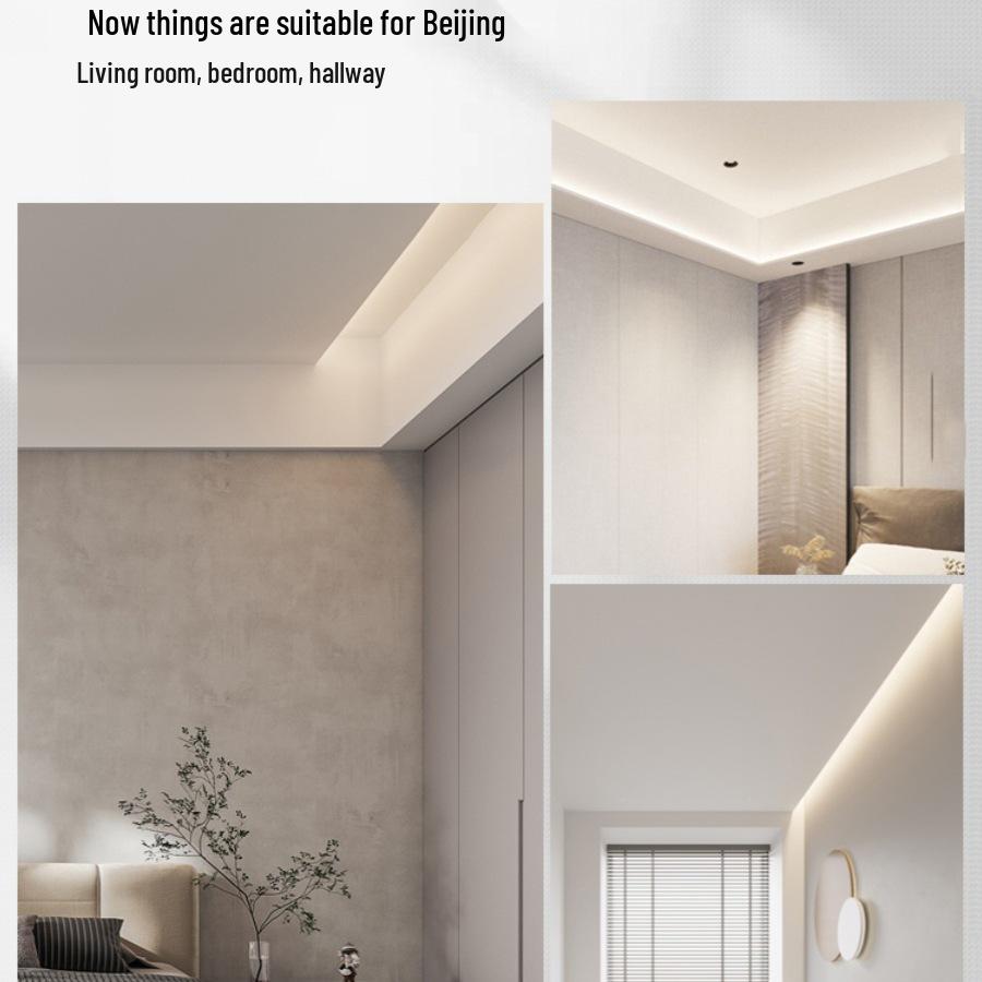 Beveled Linear Ambient Light: 45° Cove Ceiling Strip with Reflective Trough