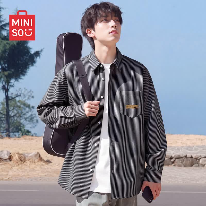 MINISO Men's Striped Oxford Loose Fit Shirt