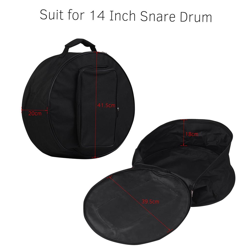 Compact Snare Drum Bag Backpack Case with Shoulder Strap Outside Pockets Musical Instrument Accessory Red