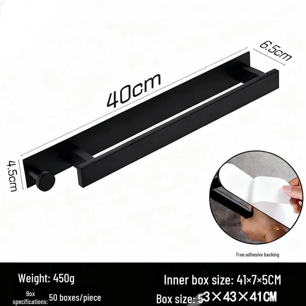 Edelstahl Handtuchstange ohne Bohren mit Haken - Wandmontierte vertikale Stange