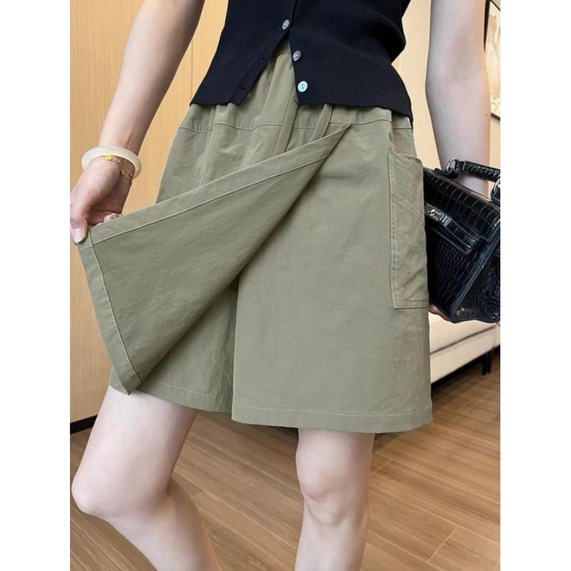 

Women s Lightweight High-Waisted Slimming Sun Protective Skirt-Pants: Loose, Casual Design Shorts XS зелёный