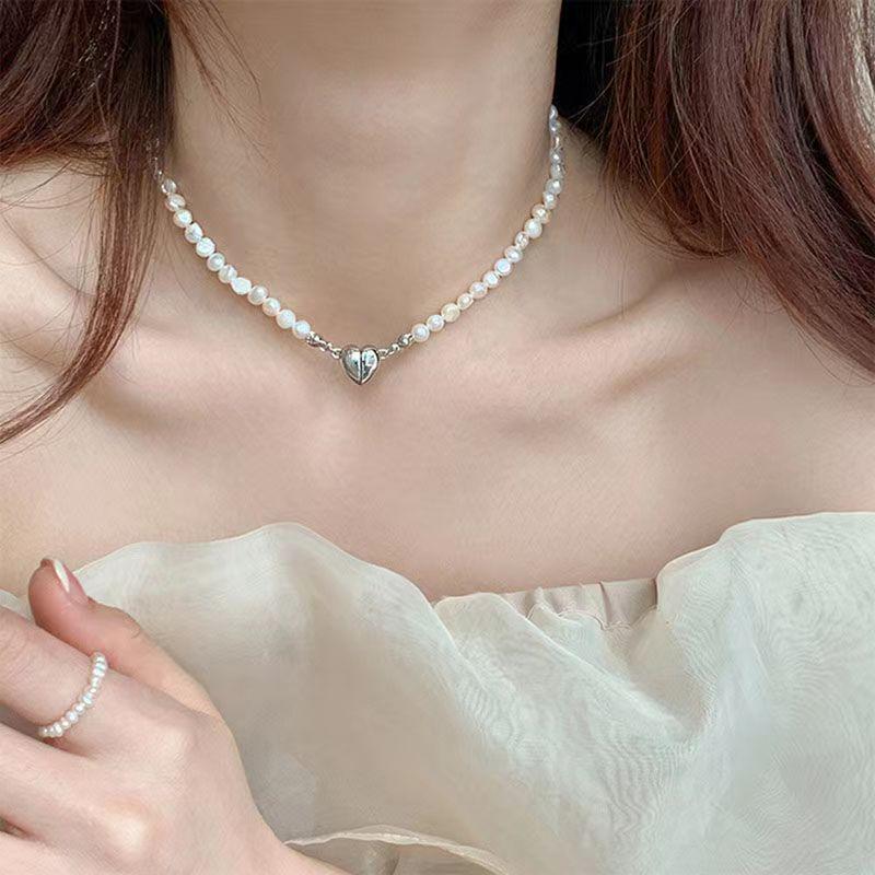 Korean Style Pearl & Butterfly Clavicle Choker Necklace for Women