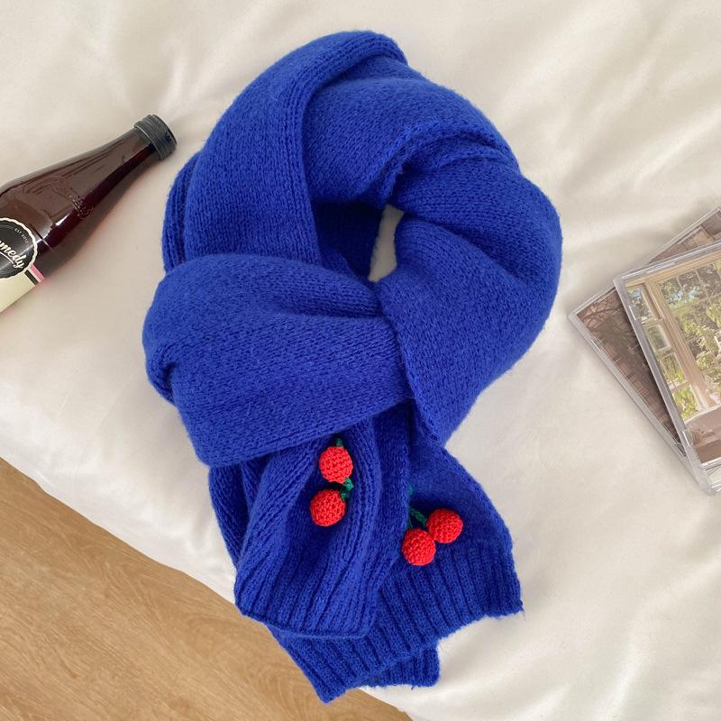 Cherry knitted wool scarf female winter cute girl soft girl small fresh versatile student warm scarf