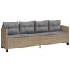 5 Piece Garden Sofa Set with Cushions Beige Poly Rattan