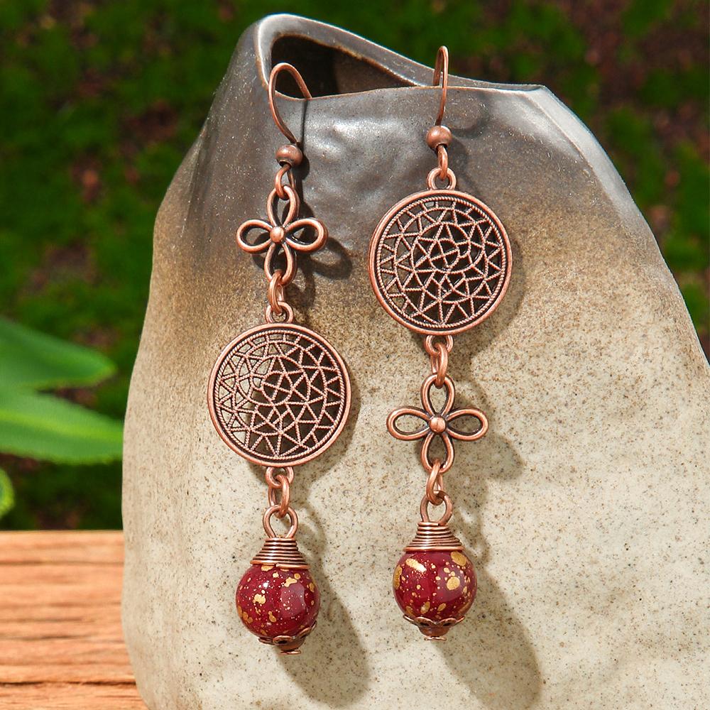 6 Pairs Vintage Dangle Earrings for Women Court Style Geometric New Year Festival Gifts Daily Wear Party Decors Versatile