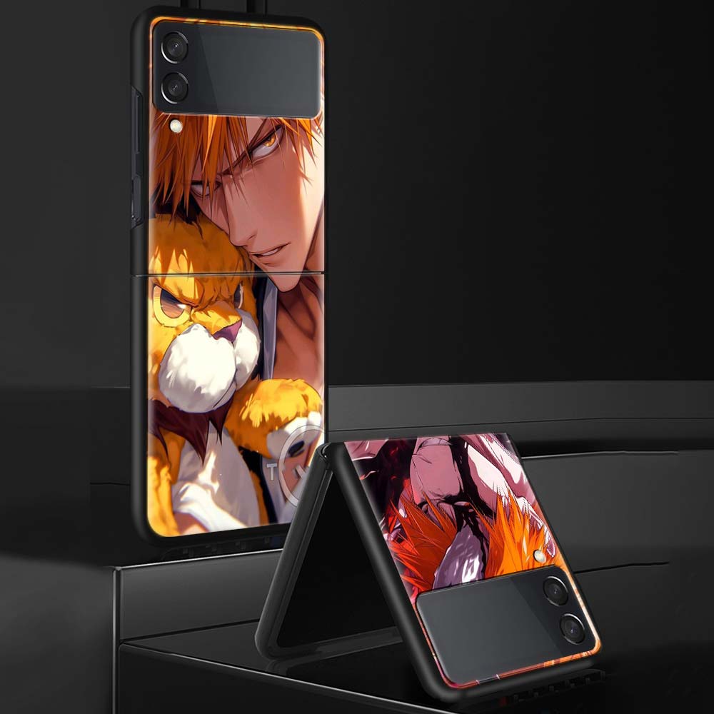 Kurosaki Ichigo Bleach Phone Case For Samsung Galaxy Z Flip 7 6 5 4 3 5G Shockproof Cover Z Flip7 Flip6 ZFlip5 Flip3 Flip4 Luxur