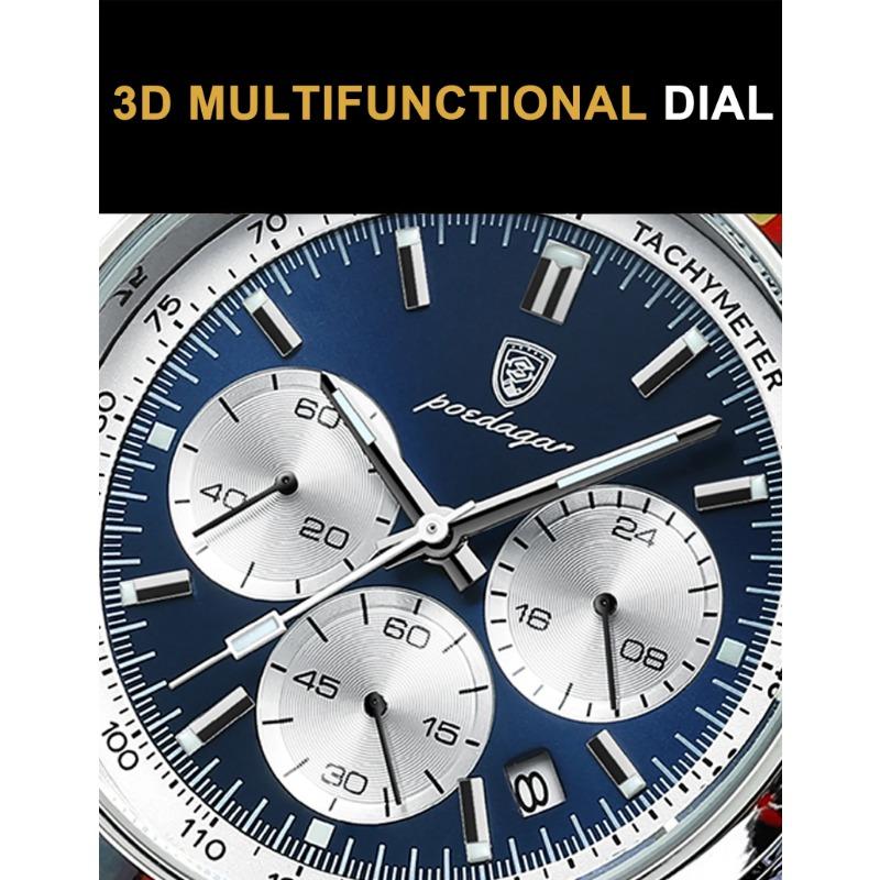 POEDAGAR Luxus Herrenuhr Hohe Qualität Wasserdicht Chronograph Leuchtende Armbanduhr Leder Quarz Uhren Lässige Uhr