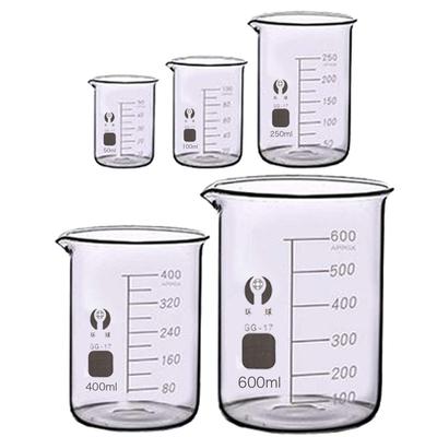 HAMILO Beaker Experiment Supplies Laboratory Equipment Heat Resistant Glass Measuring Instrument Measuring Cup Glass of (Set 5)