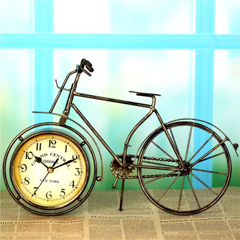 Antique Bicycle Alarm Clock Arabi Numeral Desk Clock Vintage Table Clock Home Office Bedroom Dormitory Decoration