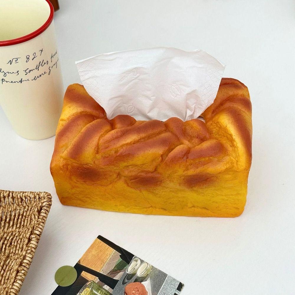 Food Toast Bread Simulation Bread Tissue Rack Storage Box Table Decoration Fake Toast Tissue Holder Square Ornament