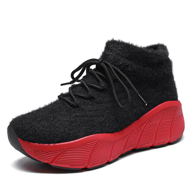 TUINANLE Women New Winter Snow Sneakers Outdoor Non Slip Thick Cotton Shoes Keep Warm Low Heels Flock Shoes