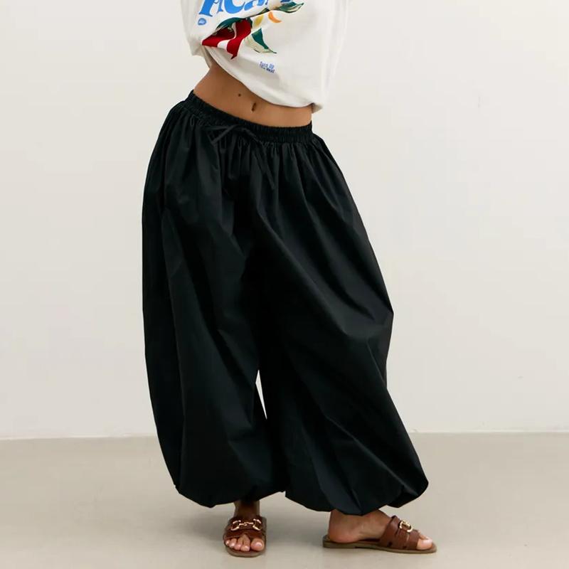 2026 Summer Loose Long Pants Women Trousers Pleated High Waist Trousers Solid Casual Wide Leg Bloomers Women Dance Lantern Pants