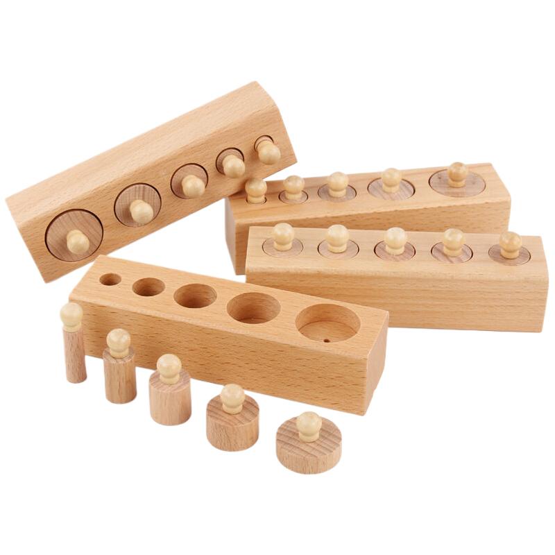 Montessori Cylinder Socket Puzzles Toy Baby Development Practice And Senses Preschool Educational Wooden Toys For Children