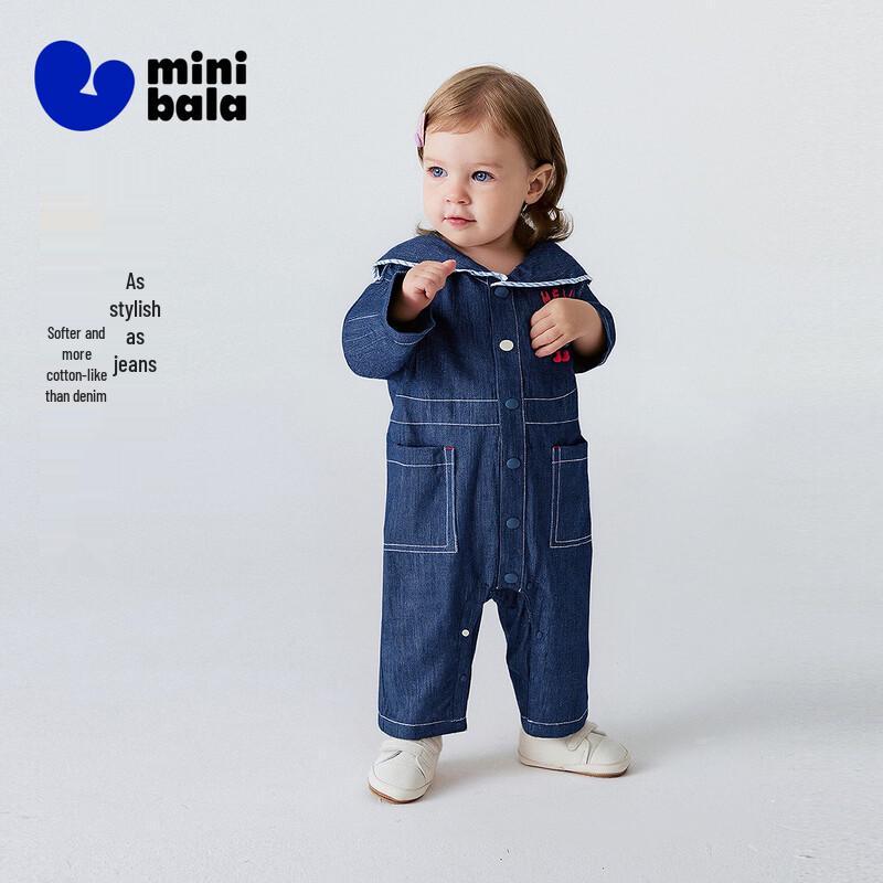 Minibala Baby Soft Faux Denim Romper 100