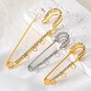 5pcs Rhinestone Large Safety Pins Crystal Brooch with 3/4/5 Loops for DIY Blankets Skirts Knitted Fabric Crafts Jewelry Findings