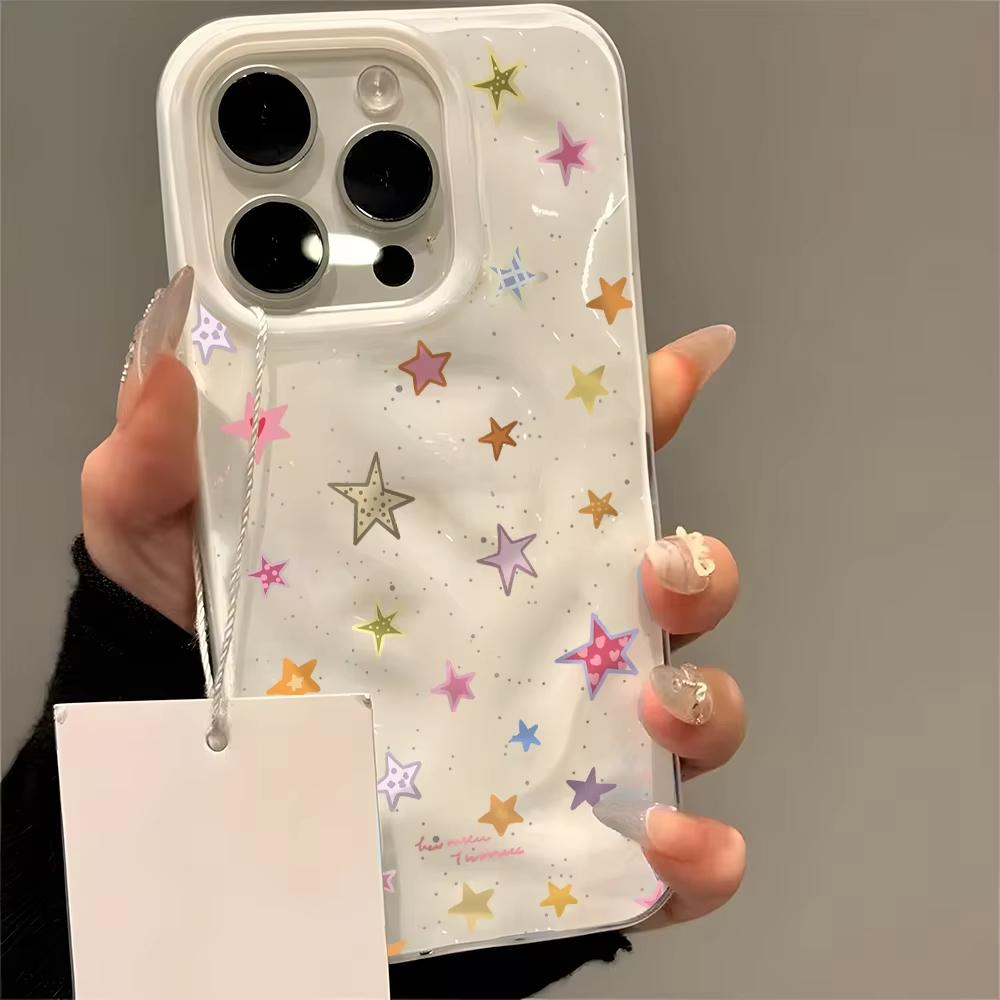 Fantasy Colorful Star Pattern Wave Texture Phone Case For iPhone 17 16 15 14 13 12 11 Pro Max 17 Air 14 15 Plus Soft Back Cover