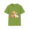 Unisex Softstyle Sleeping Puppy and Bunny T-Shirt | Cute Friendship | Easter