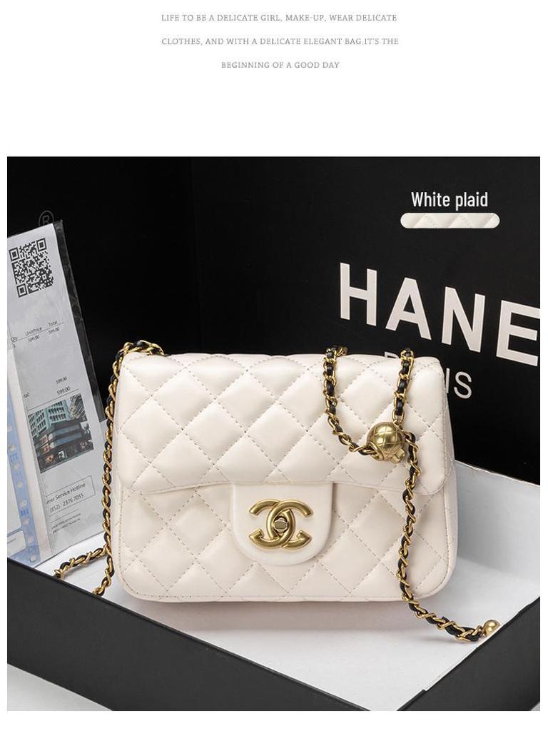 2025 Dames Vierkante Gouden Ketting Crossbody Tas - Lamsleer Diamant Ruit