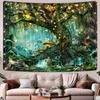 Fairy Tales Magical Forest Tapestry, Nature Tree Of Life With Elves Landscape Tapestry Wall Hanging For Living Room Bedroom