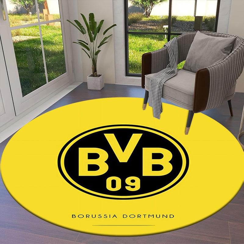 Borussia Round Area Rug,Carpet Rug for Living Room Bedroom Sofa Playroom Decor,Non-slip Floor Mat