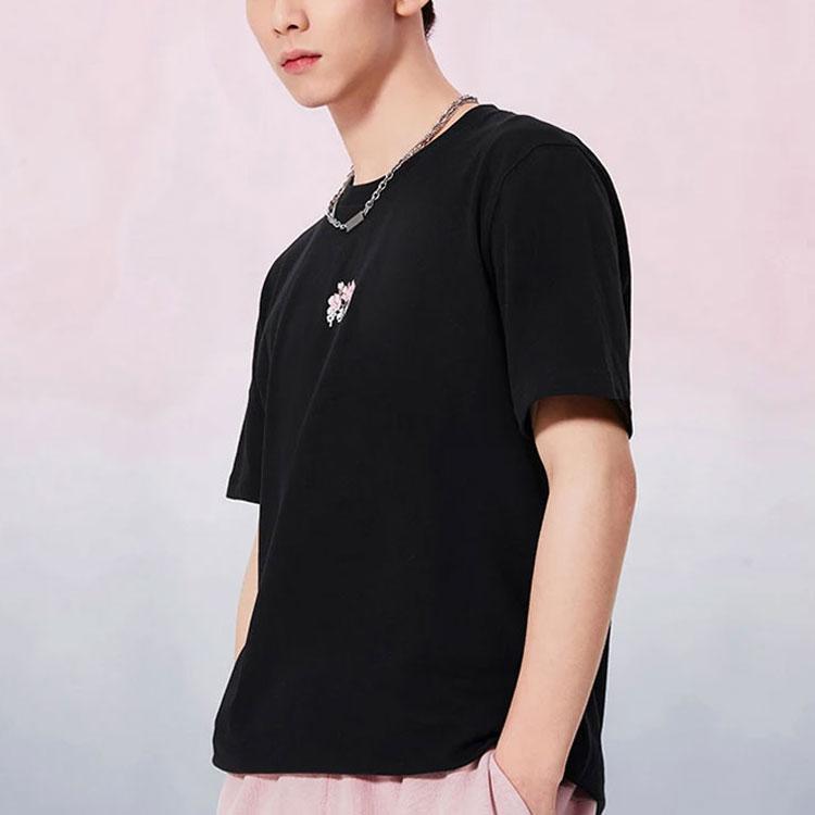 Li Ning SS22 Sakura Series Casual Sports Breathable Micro Logo Short Sleeve T-Shirt Unisex Tops Black AHSS911-3