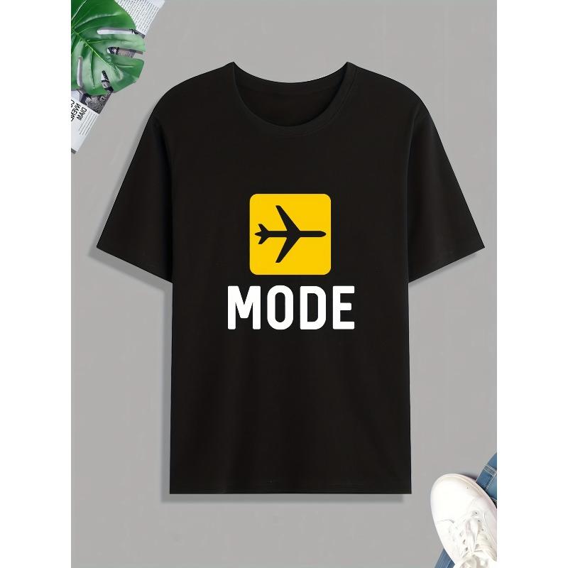 

European sizes Men s Casual Fashion Tee - Lightweight Geometric MODE Print, Round Neck Short Sleeve T-Shirt, Easy Care, All-Season Wear 4XL чорний