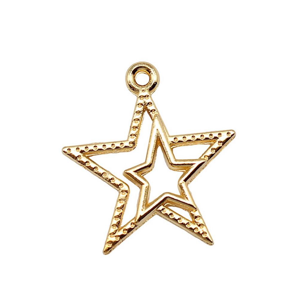 Five-Pointed Star Charms Multi Color Alloy Plain Pendants For Celestial Themed Jewelry