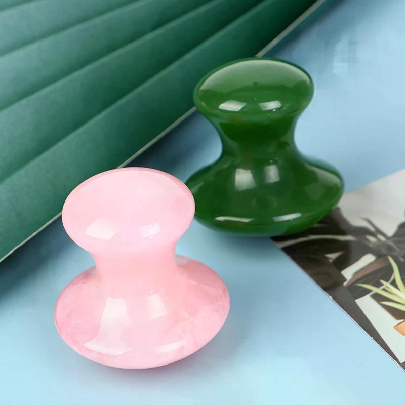 SPA Therapy Jade Board Face Massager Natural Rose Quartz Mushroom Facial Back Foot Acupuncture Massage Scraper Gua Sha Tool