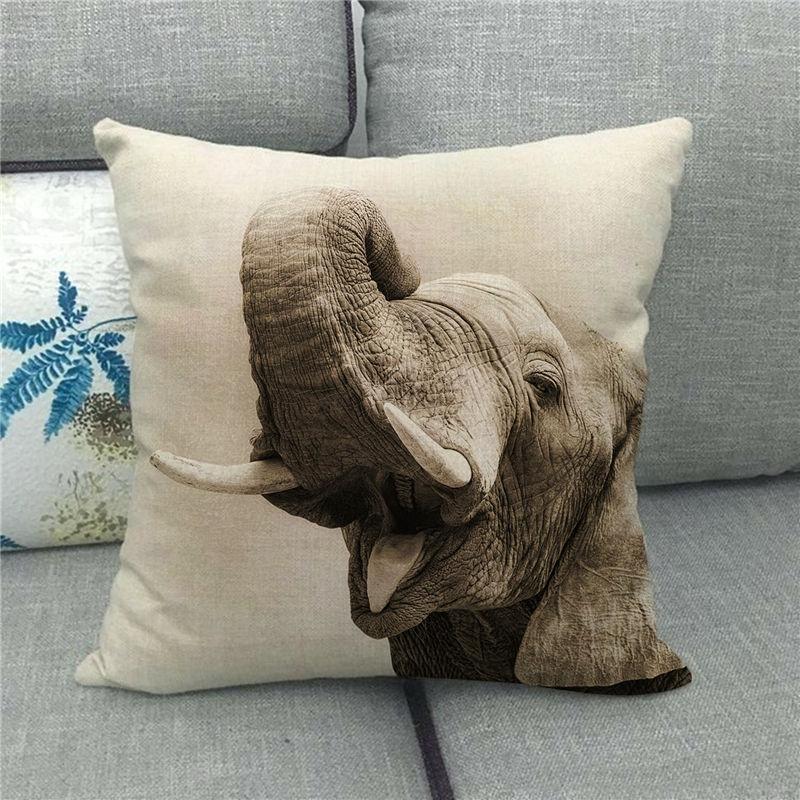 Cute Elephant - African Wildlife Digital Printing Short Plush Pillow Covers For Car Sofa Office Cushion Cover Home Goods