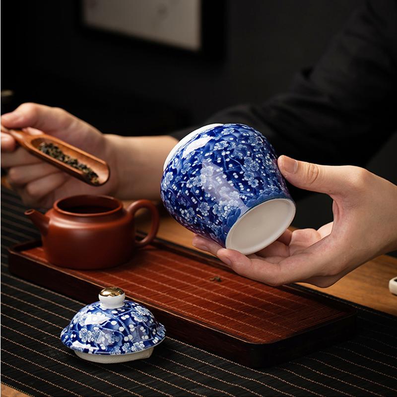 Blue and White Porcelain Tea Jar, Ceramic Jar, Mini Small Sealed Jar, Fragrance Powder Container, Tea Box, Storage Bottle
