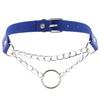 Women Men Punk Chain Choker Necklace O Round Circle Faux Leather Collar Jewelry