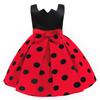 Rochie de prințesă cu imprimeu cu fundă roșie de Halloween 2024 pentru fete