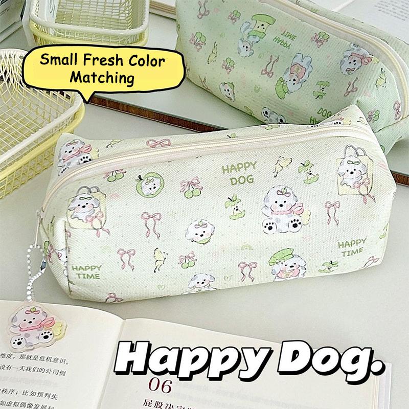 Cute Cartoon Puppy Pencil Pouch Large Capacity Stationery Storage Bag Small Makeup Bag School Office Supplies Student Gifts