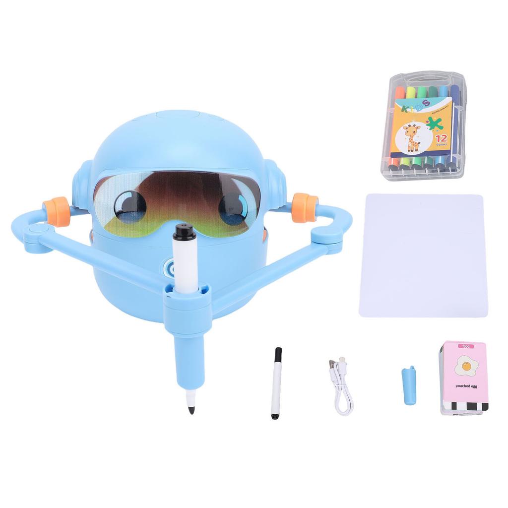 Smart Drawing Robot Voice Interactive Cute Educational Drawing Robot Painting Learning Toy with 100 Cards 14 Pens for