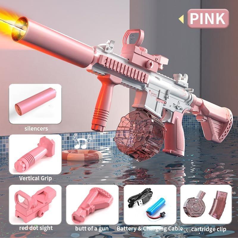 

Водяной пистолет M416, электрический, полностью автоматический, большой емкости, игрушка для непрерывной стрельбы, летняя пляжная игра на открытом воздухе для детей розовый