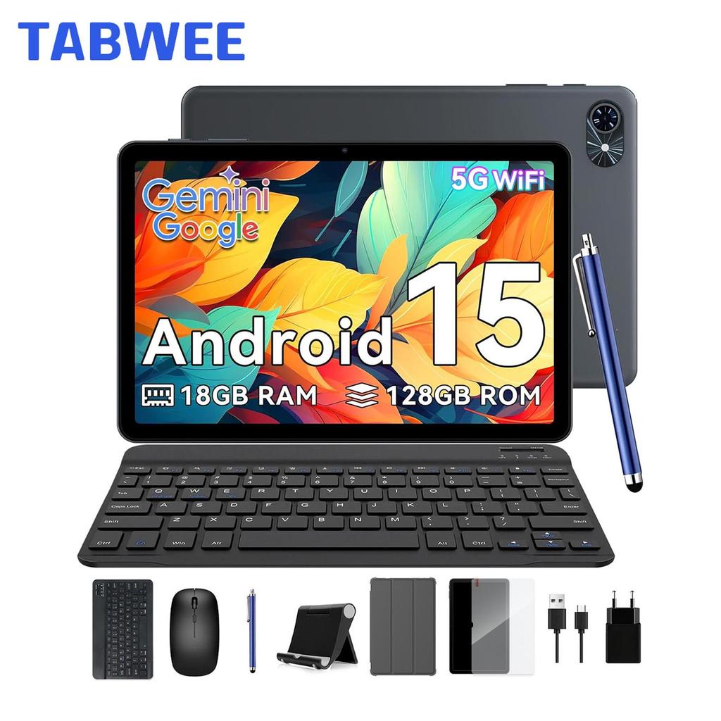 TABWEE T80 Set Android 15 6GB RAM 128GB ROM Tablet 10.1 Palců 1280x 800 FHD Displej Osmijádrový UMS312(T310) PC Tablet